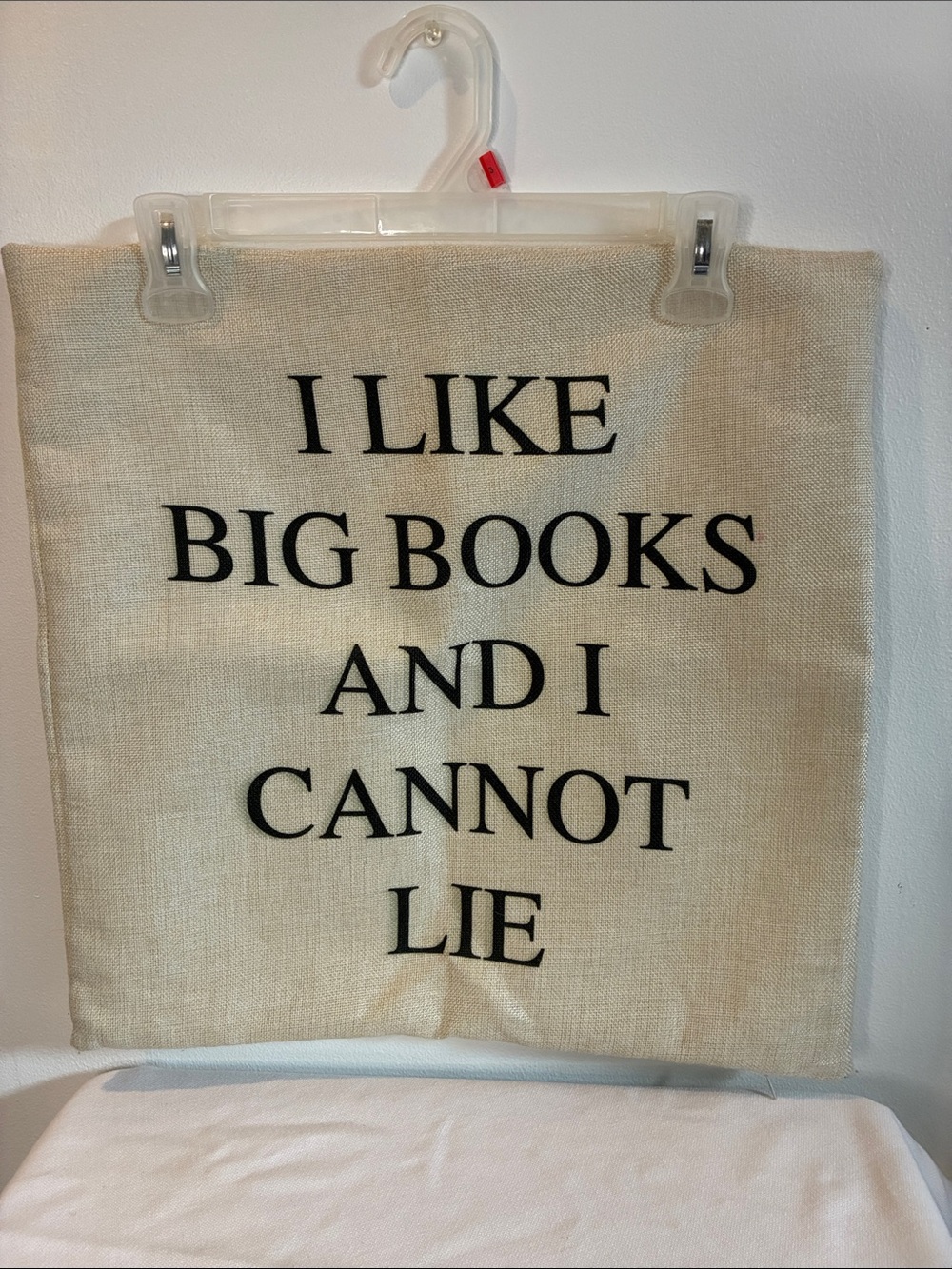NWOT Beige throw pillow cover 17.5" X 17.5" I like big books and I cannot lie